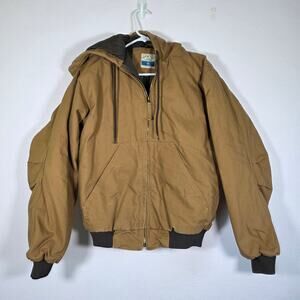 Blue Mountain Hooded Duck Canvas Work Jacket Brown Mens Size M